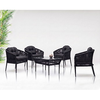 Baštenski set Mitra (Sto + 4 stolice) - Crna