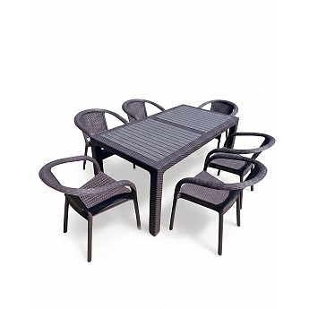 Baštenski set Cane (Sto 140x80 + 6 stolica) - Crna