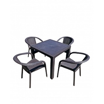 Baštenski set Cane (Sto 90x90 + 4 stolice) - Crna