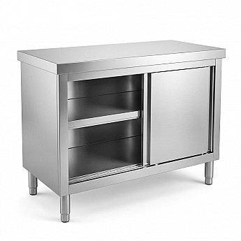 Inox workbench table with sliding door 1500x700x850mm