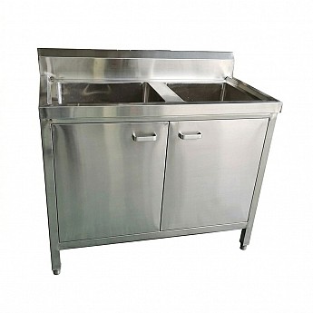 Inox sudopera sa dva korita i kabinetom 1000x600x850mm