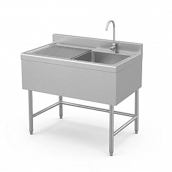 Inox sudopera sa jednim koritom i radnom površinom 1140x700x850mm